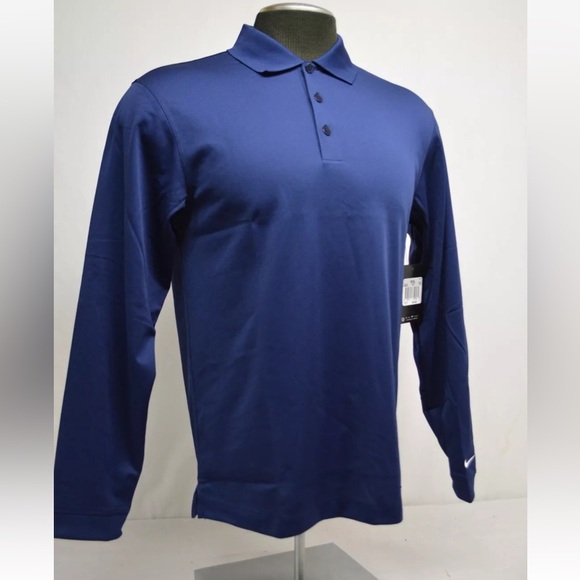 NEW Nike LS Dri-FIT Tech Golf Polo Shirt Men's - XL - Blue - Picture 5 of 13